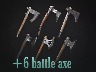 battle axe pack Low-poly 3D model