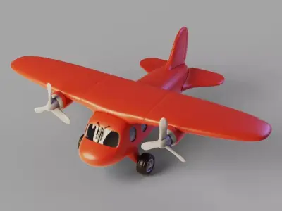 Plane toy airplane with propellers Low-poly 3D model