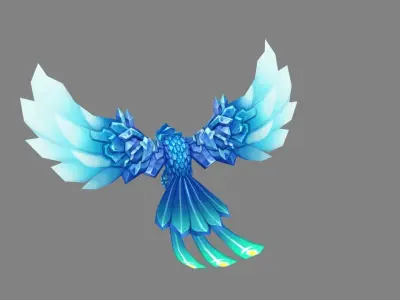 Cartoon ice bird monster Low-poly 3D model