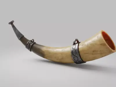 Viking Fantasy Warhorn Low Poly asset Low-poly 3D model