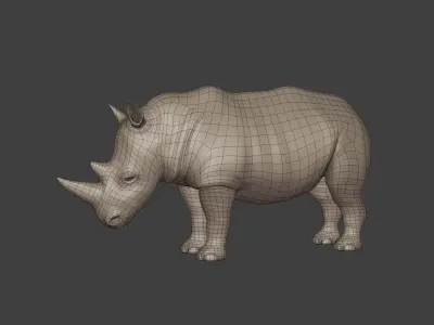 Rhinoceros Statue - Base Mesh Low-poly 3D model