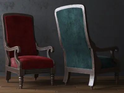 Antique William IV Library Chair Low-poly 3D model