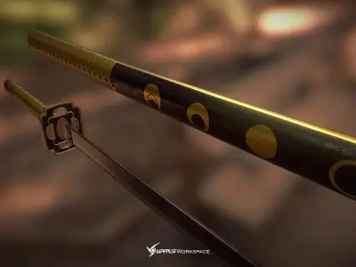 Touken Ranbu - Mikazuki Munechika Sword Free low-poly 3D model