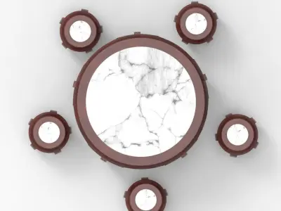 Traditional Chinese Table and stool with PBR textures - set 1 3D model