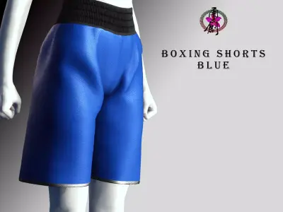 Boxing Shorts - Blue Low-poly 3D model