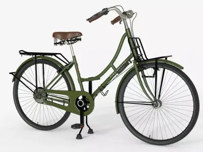 Green Vintage City Bicycle 3D model