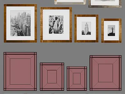 RH Antiqued Nailhead Gallery Frames 3D model