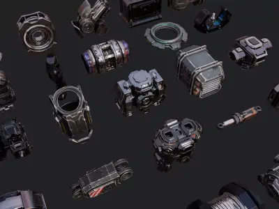 SciFi Mech Hard Surface Kitbash Pack Vol 1   80 Pieces 3D model