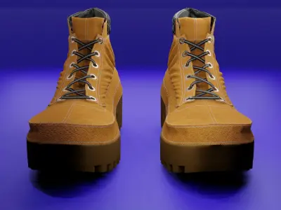 3D models of brown and black boots 3D model