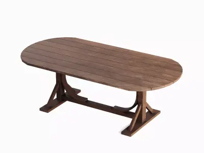 Medieval Wooden Tavern Table 04 Low-poly 3D model