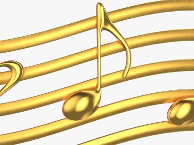 Golden Musical Notes PBR 3D model