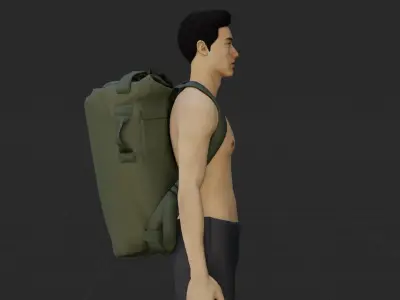 Military duffle bag  Low-poly 3D model