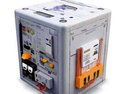 SciFi Power Supply Unit Low-poly 3D model