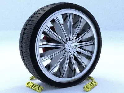 ORTAS CAR RIM 40 GAME READY RIM TIRE AND DISC 3D model