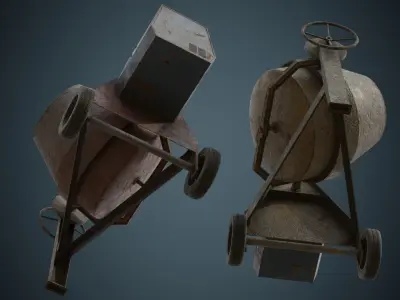 Concrete Mixer 2B Low-poly 3D model
