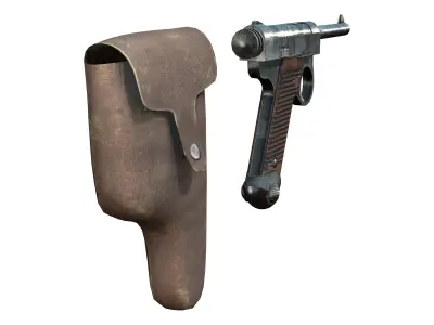 Parabellum Safari Gun With Holster Low-poly 3D model