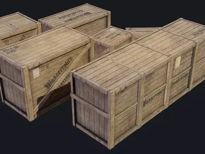 WWII German wooden Cargo Crates Low-poly 3D model