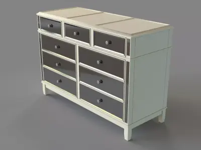 Hayworth Mirrored Antique White Dresser 3D model