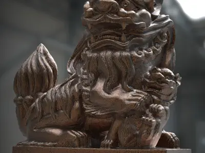 Collection of Stone Lion Statues Bronze Statues 3D print model