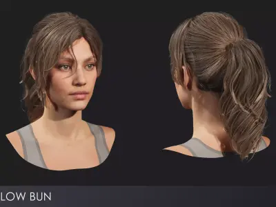 Realistic female hairstyles - pack 4 Low-poly 3D model