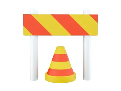 Traffic warning cones cartoon icon 3D model
