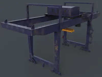 PBR Rail Mounted Gantry Crane RMG V1 - Blue Dark Low-poly 3D model