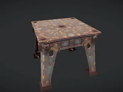 rusty industrial metal table 3D model