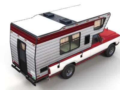 Dodge Ram D100 camper truck Low-poly 3D model