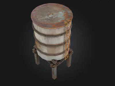Reservoir Tower  Elevated Utility with Industrial Character 3D model