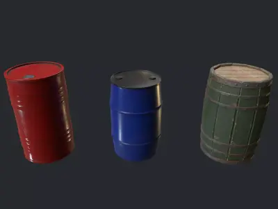 Barrel Pack 01 Low-poly 3D model