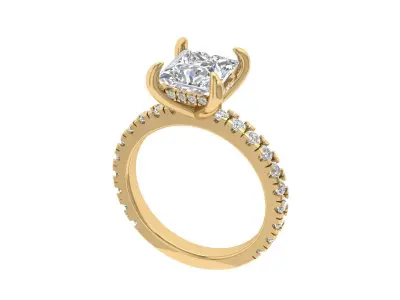 Long Princess Cut Ring 3D print model