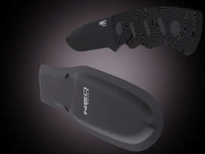 tactical knife in dark wood and titanium Low poly game ready Low-poly 3D model