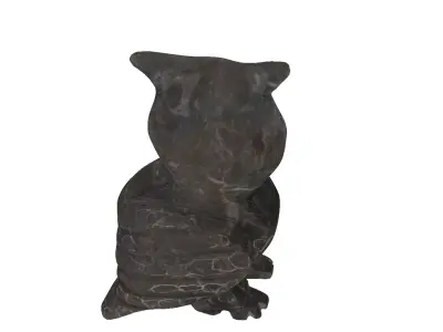 Dark marble statue of a owl 3D model