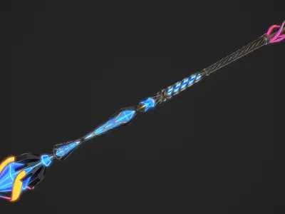 Fantasy staff 1 Low-poly 3D model