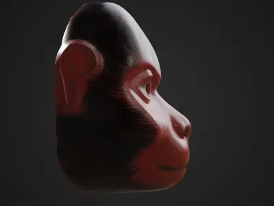 Japanese Monkey Mask Kyogen theater Noh theater Noh-kyogen Low-poly 3D model