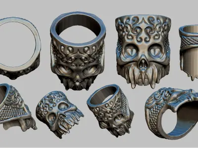 Exclusive customized Skull ring for 3Dprint 3D print model
