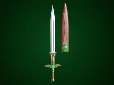  Fantasy Sword 10 PBR Unity UE Arnold V-Ray Textures Included Low-poly 3D model