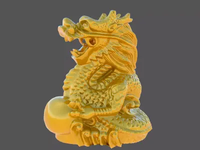 Sculpture-007 golden dragon statue 3D model