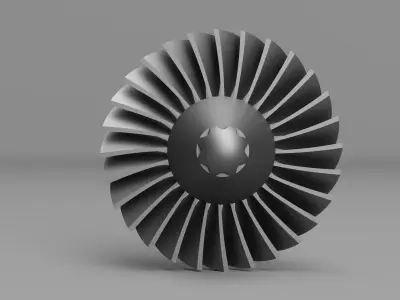 GE TF34 Nose Cone and Fan with threaded hole in Nose Cone 3D print model