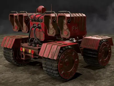 UGV Concept-3-Red-Rusty Low-poly 3D model