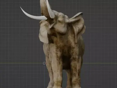 Elephant with tusks 3D model shop