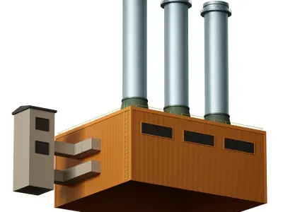 Industrial facility Factory Workshop Industrial pipes 3D model