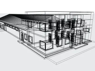 Industrial Hall with Office Building 3D model