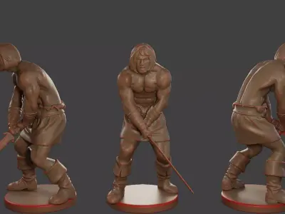 Male Barbarian 2HSword Attacking3 3D print model