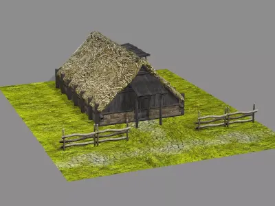 Medieval Viking House 04 Game Ready Low-poly 3D Model Low-poly 3D model