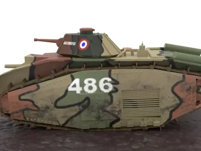 Char B1 Bis WW2 French Tank 3D model