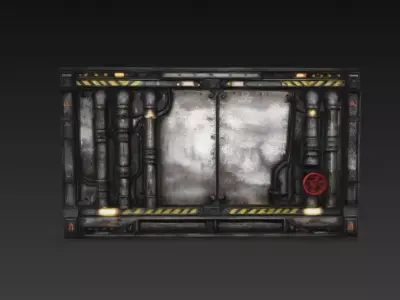 Sci-Fi Industrial Pipe Wall Panel - PBR Low Poly Game Ready Low-poly 3D model