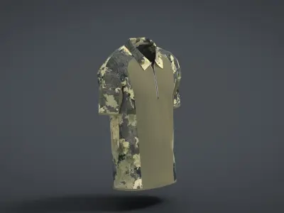 Military Outfit - T-shirt Low-poly 3D model 33