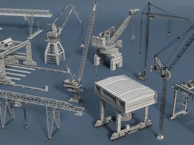 Cranes - Low Poly - 10 pieces Low-poly 3D model