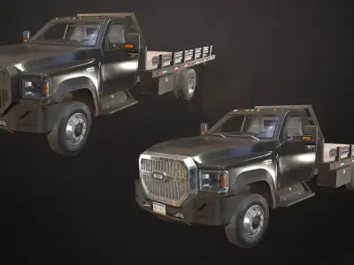 Medium Duty Truck VX400 - Flatbed Low-poly 3D model